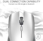 Razer Atheris Ambidextrous Wireless Mouse: 7200 DPI Optical Sensor, 350 Hr Battery Life, USB Wireless Receiver & Bluetooth Connection, Mercury White - Image 6