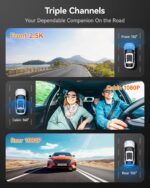 WOLFBOX i07 3 Channel Dash Cam Built-in WiFi GPS, 4K Dash Camera Front and Inside, 1440P+1080P+1080P Triple Car Camera with 3" LCD Screen, 32GB Card Included, IR Night Vision, 24H Parking Mode - Image 3