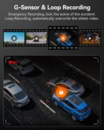 WOLFBOX i07 3 Channel Dash Cam Built-in WiFi GPS, 4K Dash Camera Front and Inside, 1440P+1080P+1080P Triple Car Camera with 3" LCD Screen, 32GB Card Included, IR Night Vision, 24H Parking Mode - Image 5