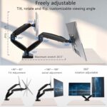 Dual Monitor Stand, Adjustable Gas Spring Monitor Arm for 15 to 27 Inch, Dual Monitor Mount Holds Max 15.4lbs, Large Range of Motion Computer Monitor Arm for Home Office - Image 3