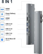 USB C Hub for MacBook, USB-C Hub 8-in-2, 2 HDMI 4K 60Hz, 2 USB A Data Ports microSD SD Card Reader for MacBook Pro 13 Inch, MacBook Air M1 M2 M3 iPad Dell XPS, Lenovo Thinkpad, HP Laptops - Image 3