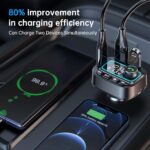 Bluetooth 5.3 Car Adapter FM Transmitter, 42W (PD30W & 12W) USB C Car Charger Wireless Radio Receiver, Hands-Free Calling MP3 Audio Player Cars Kit, Light Switch & Fast Charging & Deep Bass (Black) - Image 4