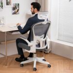 TLLMOON-6065 Detailed Micro-Adjustable Seat, Lift and Move Seat, 2D Lumbar Support, 2D Armrest with Headrest. Office Chair, Study Chair, Gaming Chair. (W-Grey) - Image 3
