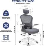 TLLMOON-6065 Detailed Micro-Adjustable Seat, Lift and Move Seat, 2D Lumbar Support, 2D Armrest with Headrest. Office Chair, Study Chair, Gaming Chair. (W-Grey) - Image 4
