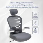 TLLMOON-6065 Detailed Micro-Adjustable Seat, Lift and Move Seat, 2D Lumbar Support, 2D Armrest with Headrest. Office Chair, Study Chair, Gaming Chair. (W-Grey) - Image 5