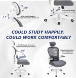 TLLMOON-6065 Detailed Micro-Adjustable Seat, Lift and Move Seat, 2D Lumbar Support, 2D Armrest with Headrest. Office Chair, Study Chair, Gaming Chair. (W-Grey) - Image 6