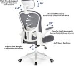TLLMOON-6065 Detailed Micro-Adjustable Seat, Lift and Move Seat, 2D Lumbar Support, 2D Armrest with Headrest. Office Chair, Study Chair, Gaming Chair. (W-Grey) - Image 8
