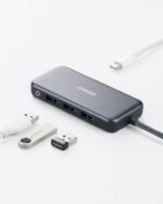 Anker 4-in-1 USB-C Hub with 60W Power Delivery, 3 USB-A Ports, 5Gbps Data Transfer Speed, Compatible with MacBook, iPad, and USB-C Laptops - Gray, Includes Travel Pouch - Image 3