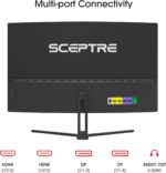 Sceptre 32-inch Curved Gaming Monitor Overdrive up to 240Hz DisplayPort 165Hz 144Hz HDMI AMD FreeSync Build-in Speakers, Machine Black (C325B-185RD) - Image 5