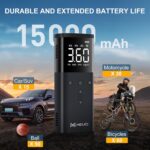 Tire Inflator Portable Air Compressor - Cordless Air Pump for Car Tires with 15000mAh Battery, 150PSI Electric Bike Tire Pump with Digital Pressure Gauge for Auto, Motorcycle, Bicycle, Balls - Image 4
