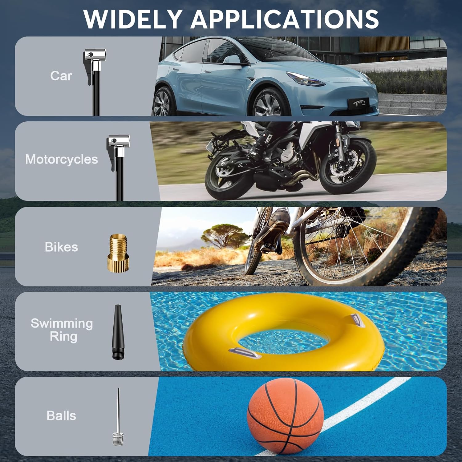 Tire Inflator Portable Air Compressor - Cordless Air Pump for Car Tires with 15000mAh Battery, 150PSI Electric Bike Tire Pump with Digital Pressure Gauge for Auto, Motorcycle, Bicycle, Balls - Image 4