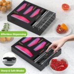 6 in 1 Bag Organizer and Wrap Dispenser with Magnetic Lid - Plastic Wrap Dispenser with Cutter for Kitchen Drawer, Storage for Gallon, Quart, Sandwich, Snack Bags, and Foil Black - Image 7