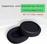 Replacement Ear Pads Cushion Compatible with SteelSeries Arctis 7/9/Pro/Raw/5/3/1 Headset, Black Fabric Earpads Cover for Headphones - Image 3