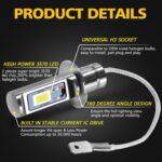 AUXLIGHT H3 LED Fog Light DRL Bulbs, 3000 Lumens Extremely Bright Bulbs Replacement for Cars, Trucks, 6000K Xenon White - Image 5