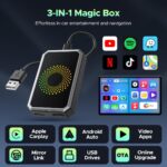 LAMTTO 3-in-1 Magic Video Box for Streaming Netflix/YouTube/TikTok, Wireless Carplay Adapter Dongle with USB Drive for OEM Wired Apple Car Play and Android Auto Cars - Image 3