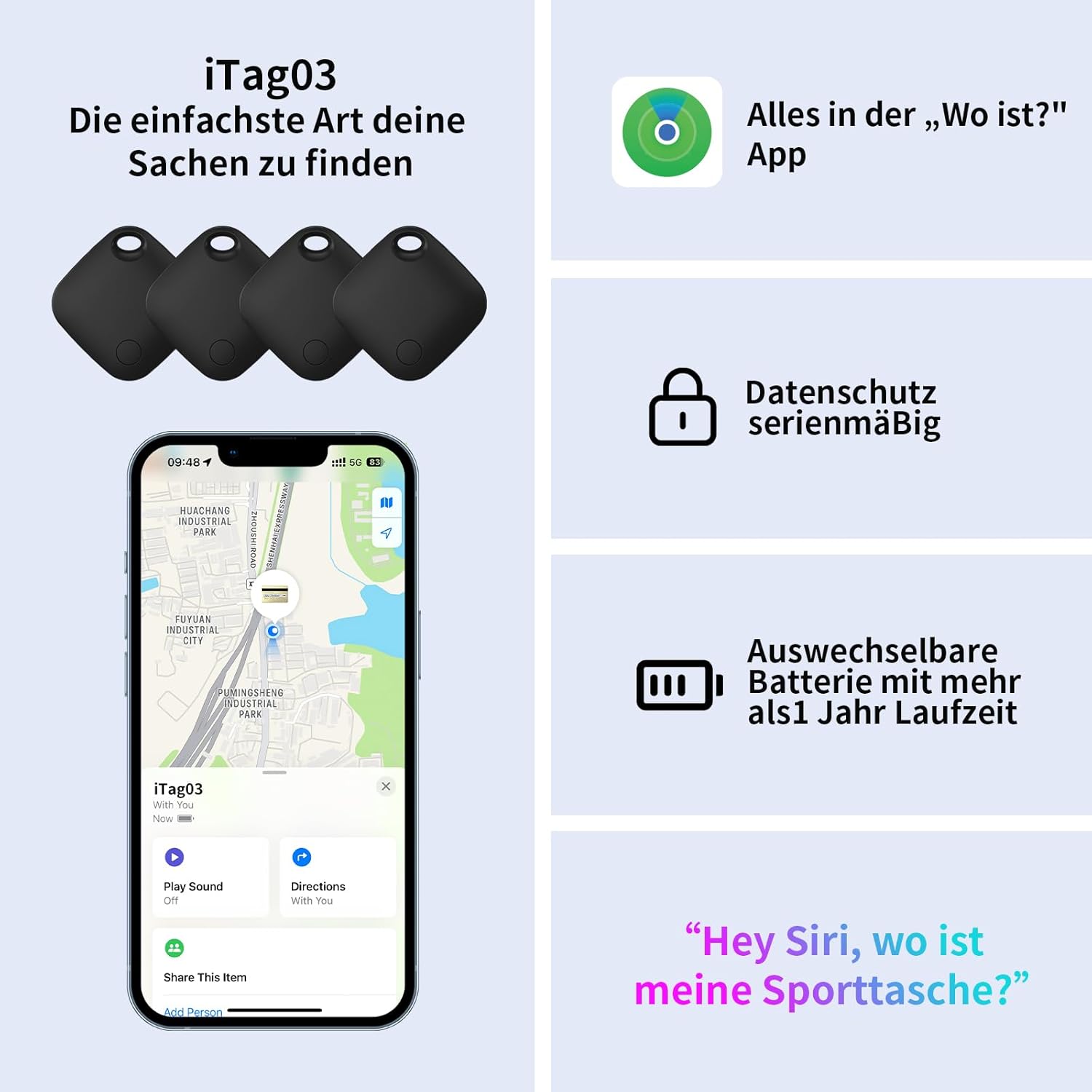 Key Finder 4 Pack Tag with Case Bluetooth Tracker for Luggage Works with Apple Find My Smart Tracker Locator for Suitcase, Bag, Backpack, Wallet, Replaceable Battery Smart tag Item Finder - Image 3