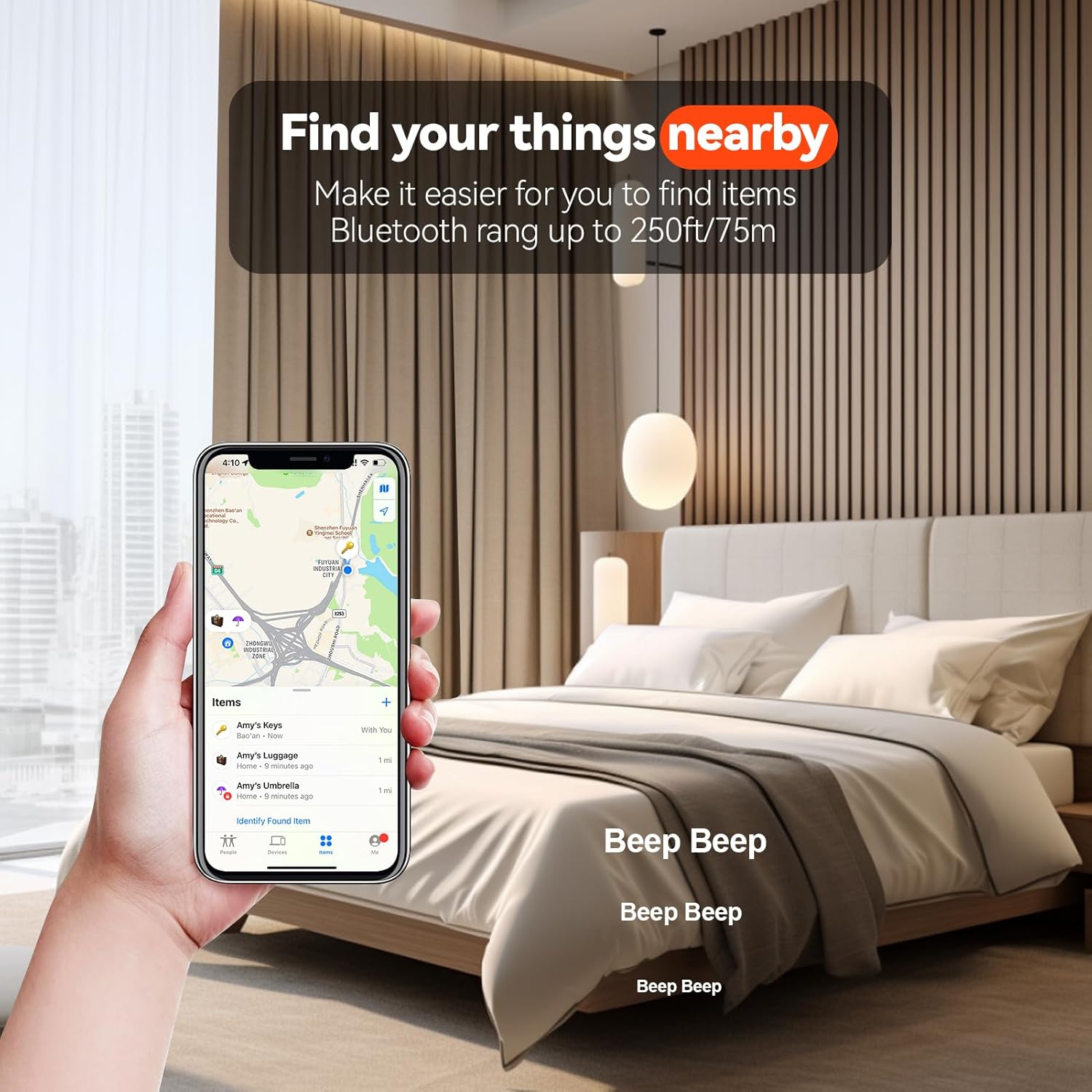 Key Finder 4 Pack Tag with Case Bluetooth Tracker for Luggage Works with Apple Find My Smart Tracker Locator for Suitcase, Bag, Backpack, Wallet, Replaceable Battery Smart tag Item Finder - Image 4