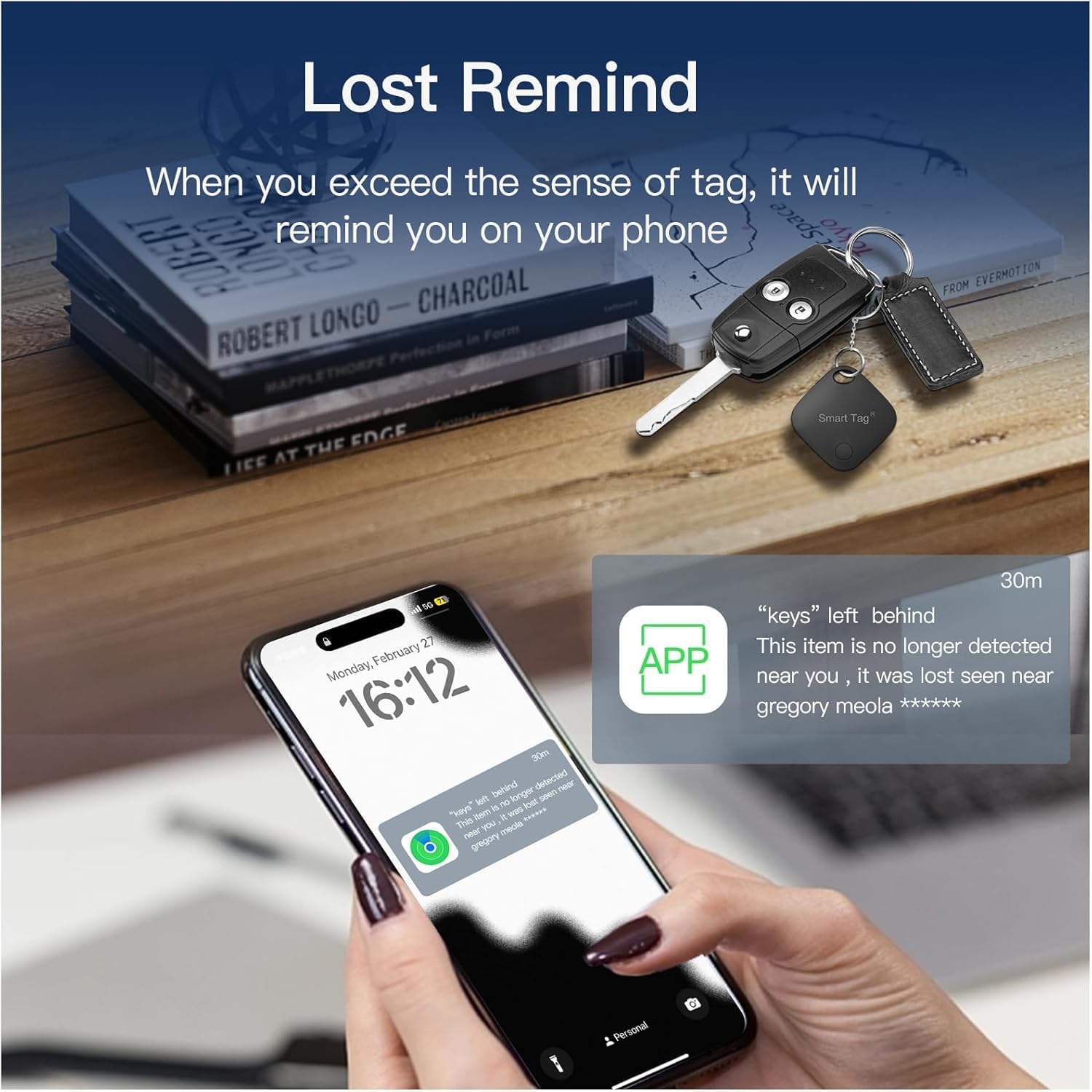 Key Finder 4 Pack Tag with Case Bluetooth Tracker for Luggage Works with Apple Find My Smart Tracker Locator for Suitcase, Bag, Backpack, Wallet, Replaceable Battery Smart tag Item Finder - Image 5