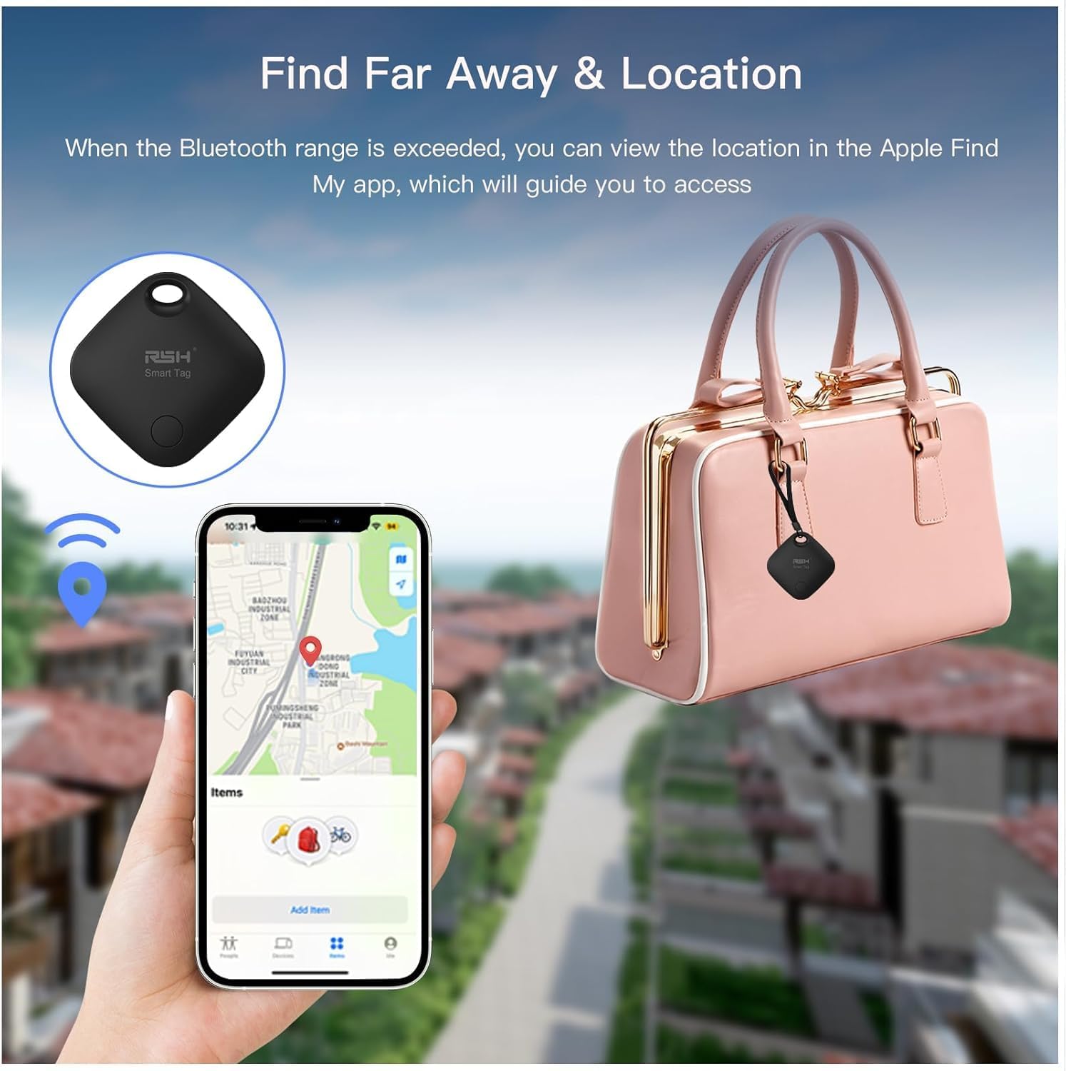 Key Finder 4 Pack Tag with Case Bluetooth Tracker for Luggage Works with Apple Find My Smart Tracker Locator for Suitcase, Bag, Backpack, Wallet, Replaceable Battery Smart tag Item Finder - Image 6