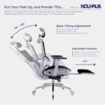 Nouhaus Rewind Ergonomic Office Chair with Footrest and Lumbar Support Swivel Computer Chair, Rolling Home Office Desk Chairs with Wheels, Mesh High Back Task Chair (Black) - Image 8