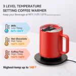S3 Plus Temperature Control Smart Mug, Self-Heating Coffee Mug with Real-Time Temperature LED Display (Red) - Image 3
