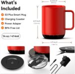 S3 Plus Temperature Control Smart Mug, Self-Heating Coffee Mug with Real-Time Temperature LED Display (Red) - Image 8