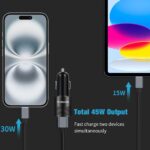USB C Fast Car Charger, Power Charging Adapter 45W PD 3.0 Rapid Cigarette Lighter for iPhone 16/15 Pro/Pro Max/Plus, iPad Pro 2022/Air 6/Mini 7, Galaxy S25 Ultra, Pixel 9+3ft Type C Cable Cord - Image 4
