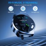 Car Bluetooth Aux Receiver, [ Enhanced Mic & LED Display &Noise Cancellation], Bluetooth 5.3 AUX Car Kit Adapter, Wireless Audio Receiver for Hands-Free Calls (Telphone Number& Lyrics Display) - Image 4