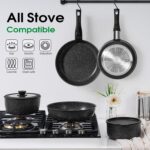 15Pcs Pots and Pans Set Non Stick, Cookware Sets with Detachable Handle, Nonstick RV Kitchen Cooking Tools Removable Handles, Oven Safe, Induction Fast, Stackable Induction Cookware,Black - Image 6