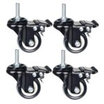 2 Inch Caster Wheels Metric Size M8×25mm Threaded Stem Casters Castors Wheels, 360 Degree Direction Double Brakes Industrial Wheel Furniture Caster for Carts and DIY Tools Pack of 4 - Image 3