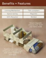 Cadence Parcel - Clear Dopp Kit with Magnetic Closure - Durable and Leak-Resistant Travel Toiletry Kit - TSA-Compliant and Modular Design - Small Hygiene Bag for Travel Essentials - 1 Qt - Image 3