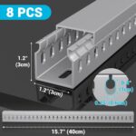 Open Slot Wire Duct Kit, 125.6"(8 x 15.7) Server Rack Cable Management, Cable Management Raceway for Hide Network HDMI VGA Cable, Wiring Raceway Cable Duct, Desk Wire Channel, 8 Pack, Grey - Image 3