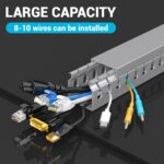 Open Slot Wire Duct Kit, 125.6"(8 x 15.7) Server Rack Cable Management, Cable Management Raceway for Hide Network HDMI VGA Cable, Wiring Raceway Cable Duct, Desk Wire Channel, 8 Pack, Grey - Image 4