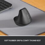Logitech Lift Vertical Ergonomic Mouse, Wireless, Bluetooth or Logi Bolt USB receiver, Quiet clicks, 4 buttons, compatible with Windows/macOS/iPadOS, Laptop, PC - Graphite - Image 3