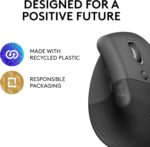Logitech Lift Vertical Ergonomic Mouse, Wireless, Bluetooth or Logi Bolt USB receiver, Quiet clicks, 4 buttons, compatible with Windows/macOS/iPadOS, Laptop, PC - Graphite - Image 6