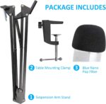 Yeti Nano Mic Stand with Pop Filter - Microphone Boom Arm Stand with Foam Cover Windscreen for Blue Yeti Nano Mic by YOUSHARES - Image 3