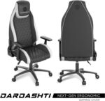 Atlantic Gaming Chair, Office Chair High Back Computer Chair Leather Desk Chair Racing Executive Ergonomic Adjustable, Swivel, Reclining Task Chair & Armrests, Lumbar Support (White) - Image 4