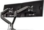 Mount-It! (MI-1772) Dual Monitor Arm Mount Desk Stand Two Articulating Gas Spring Height Adjustable Arms | Fits Up To 32" VESA 75 100 Compatible Screens | C-Clamp and Grommet Bases (Silver) - Image 4