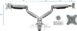 Mount-It! (MI-1772) Dual Monitor Arm Mount Desk Stand Two Articulating Gas Spring Height Adjustable Arms | Fits Up To 32" VESA 75 100 Compatible Screens | C-Clamp and Grommet Bases (Silver) - Image 6