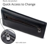 Bveyzi Ultra Slim Thin Leather RFID Blocking Credit Card Holder Bifold Clutch Wallets for Women - Image 5