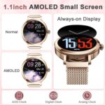 GADIXY Smart Watches for Women (Make/Answer Call), 1.1" AMOLED Small Screen Fitness Tracker 110+ Sports Modes IP68 Step Counter/BP/Heart Rate/Sleep Monitor Smart Watch for Android iOS Gold - Image 3