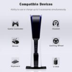 5 Port USB Hub for PS5,USB High-Speed Expansion Hub Charger USB Extender Compatible with PlayStation 5 Game Consolewith 4 USB + 1 USB Charging Port + 1 Type C Port - Image 4