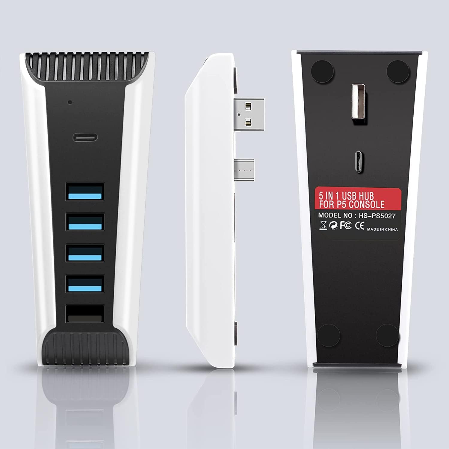 5 Port USB Hub for PS5,USB High-Speed Expansion Hub Charger USB Extender Compatible with PlayStation 5 Game Consolewith 4 USB + 1 USB Charging Port + 1 Type C Port - Image 5