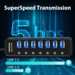 USB Hub 3.0 Powered, 7 Ports USB Data Hub Splitter with One Smart Charging Port and 5V/4A Powered Adapter and ON/Off Switches for MacBook, Mac Pro/Mini, iMac, Surface Pro Laptop/PC - Image 5