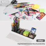 Topwey Desk Organizer, Mesh Office Supplies Desk Organizers and Accessories with Customizable Trays (Black) - Image 3