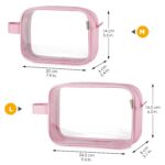 GAGAKU 2pcs Clear Toiletry Bag TSA Approved Travel Toiletry Bags Liquid Bag with Handle Strap, Waterproof Transparent Makeup Cosmetic Bags for Women - Light Pink - Image 3