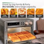 Infrared Heating Air Fryer Toaster Oven, Extra Large Countertop Convection Oven 10-in-1 Combo, 6-Slice Toast, Enamel Baking Pan Easy Clean with Recipe Book, Black Matte Stainless Steel - Image 5