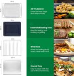 Infrared Heating Air Fryer Toaster Oven, Extra Large Countertop Convection Oven 10-in-1 Combo, 6-Slice Toast, Enamel Baking Pan Easy Clean with Recipe Book, Black Matte Stainless Steel - Image 7