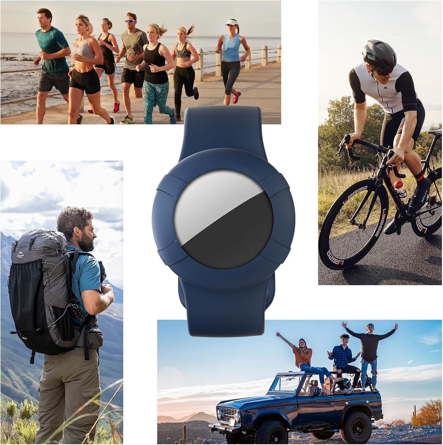 AirTag Bracelet for Adults, Soft Silicone Airtag Adults Wristband, Anti-Lost, Anti-Scratch Protective Case Cover Holder for Apple Air Tags Tracker (Night Blue) - Image 6