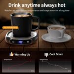 Lerat Coffee Mug Warmer & Mug Set for Desk, Electric Coffee Cup Warmer with Auto Shut Off, 3 Temperature Setting Smart Cup Warmer for Heating Coffee, Milk, Beverage, Candle Jar (Black), 12oz - Image 4